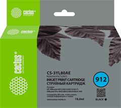 Картридж струйный Cactus CS-3YL80AE 912 черный (18мл) для HP OfficeJet 8010/8012/8013/8014/8015/8020 CS-3YL80AE