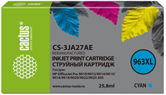 Картридж струйный Cactus CS-3JA27AE 963XL голуб.пигм. (25.8мл) для HP OfficeJet Pro 9010/9010e/9012/ CS-3JA27AE