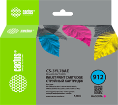 Картридж струйный Cactus CS-3YL78AE 912 пурпурный (5мл) для HP OfficeJet 8010/8012/8013/8014/8015/80 CS-3YL78AE