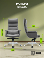 Кресло руководителя Cactus CS-LGR-DUBLIN темно-серый сиденье темно-серый кожа крестов. алюминий CS-LGR-DUBLIN