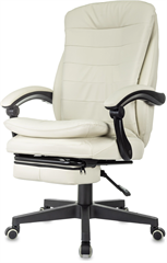 Кресло руководителя Бюрократ T-9950MSG-F слоновая кость экокожа крестов. пластик подст.для ног T-9950MSG-F/IVORY-PU