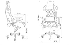 Кресло игровое Knight Titan черный/красный ромбик экокожа с подголов. крестов. металл KNIGHT TITAN BR