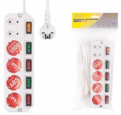 Сетевой удлинитель Most A16 5м (6 розеток) белый (коробка) MOST A16-BOX-Б 5М