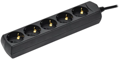 Сетевой удлинитель IEK У05 3м (5 розеток) черный (пакет ПЭ) WYP10-10-05-03-Z-K02-G