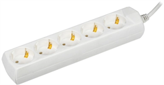 Сетевой удлинитель IEK У05 5м (5 розеток) белый (пакет ПЭ) WYP10-10-05-05-Z-G