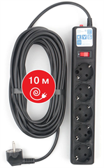 Сетевой фильтр Powercube SPG5-10M 10м (5 розеток) черный (коробка) SPG5-10M