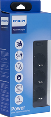 Сетевой фильтр Philips CHP2135BB/51 3м (3 розетки) черный (коробка) CHP2135BB/51