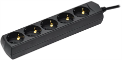 Сетевой удлинитель IEK У05 5м (5 розеток) черный (пакет ПЭ) WYP10-10-05-05-Z-K02-G