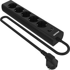 Сетевой фильтр Philips CHP2155BB/51 3м (5 розеток) черный (коробка) CHP2155BB/51