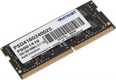 Память DDR4 16Gb 2400MHz Patriot PSD416G24002S RTL PC4-19200 CL17 SO-DIMM 260-pin 1.2В dual rank Ret PSD416G24002S