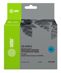 Картридж струйный Cactus CS-C4913 №82 желтый (72мл) для HP DJ 500/800C с чипом CS-C4913