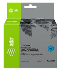 Картридж струйный Cactus CS-C4912 №82 пурпурный (72мл) для HP DJ 500/800C с чипом CS-C4912