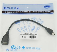 Кабель USB (f)-mini USB (m) 0.2м черный 13557
