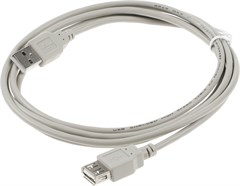 Кабель-удлинитель USB A(m) USB A(f) 1.8м серый 13673