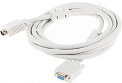 Кабель-удлинитель Ningbo VGA (m) VGA (f) 3м феррит.кольца серый 13903