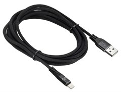 Кабель Digma LIGHT-3M-BRAIDED-BLK USB (m)-Lightning (m) 3м черный LIGHT-3M-BRAIDED-BLK