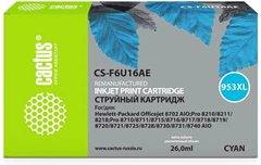 Картридж струйный Cactus CS-F6U16AE 953XL голубой (26мл) для HP OJ Pro 7740/8210/8218/8710/8715 с чи CS-F6U16AE