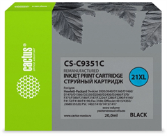 Картридж струйный Cactus CS-C9351C №21XL черный (20мл) для HP DJ 3920/3940/D1360/D1460/D1470/D1560/D CS-C9351C