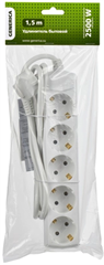 Сетевой удлинитель IEK У05 1.5м (5 розеток) белый (пакет ПЭ) WYP10-10-05-D15-Z-G
