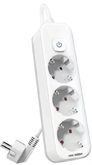 Сетевой фильтр Deli ET432 3м (3 розетки) белый (пакет ПЭ) ET432