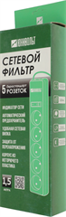 Сетевой фильтр Юнивольт 00-00000389 1.5м (5 розеток) белый (коробка) 00-00000389