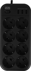 Сетевой фильтр Powercom SP-08 USB03AB 1.8м 1.8м (8 розеток) черный (коробка) SP-08 USB03AB