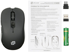 Мышь Оклик 610MWC черный оптическая 1600dpi беспров. USB/USB-C для ноутбука 6but (1158012) 1158012