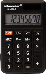 Калькулятор карманный Silwerhof SH-100-8 черный 8-разр. 41294