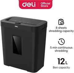 Шредер Deli ET021 черный с автоподачей (секр.P-4) фрагменты 8лист. 12лтр. ET021