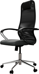 Кресло Метта SU-B-8 черный сиденье черный сетка/ткань с подголов. крестов. металл хром ZDA.12.1.2A2