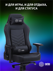 Кресло игровое Cactus CS-CHR-0112BL черный экокожа с подголов. крестов. сталь CS-CHR-0112BL