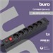 Сетевой фильтр Buro BU-SP3_USB_2A-B 3м (6 розеток) черный (коробка) BU-SP3_USB_2A-B